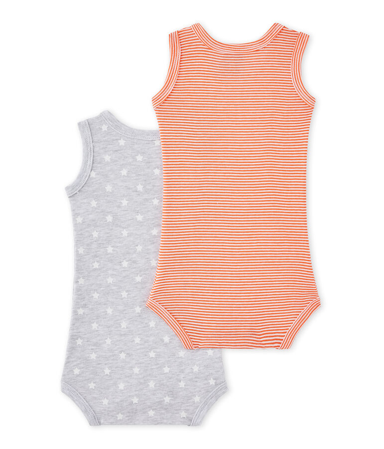 Lot de 2 bodies b&eacute;b&eacute; gar&ccedil;on sans manches blanc LOT