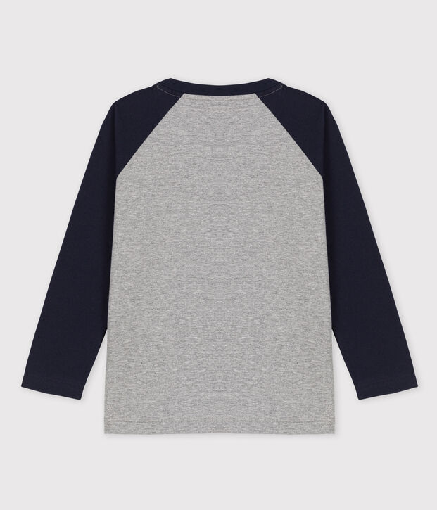 Jongens-T-shirt met lange mouwen van jerseystof grijs/blauw