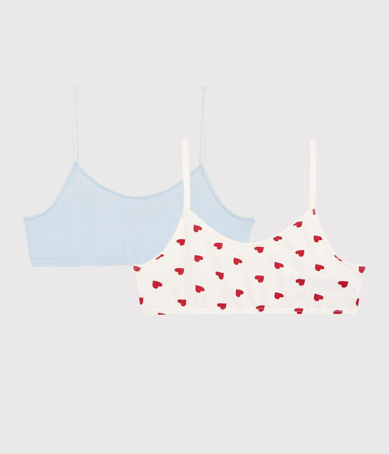 Lot de 2 brassières cœur rouge petite fille en coton biologique  et elasthanne variante 1