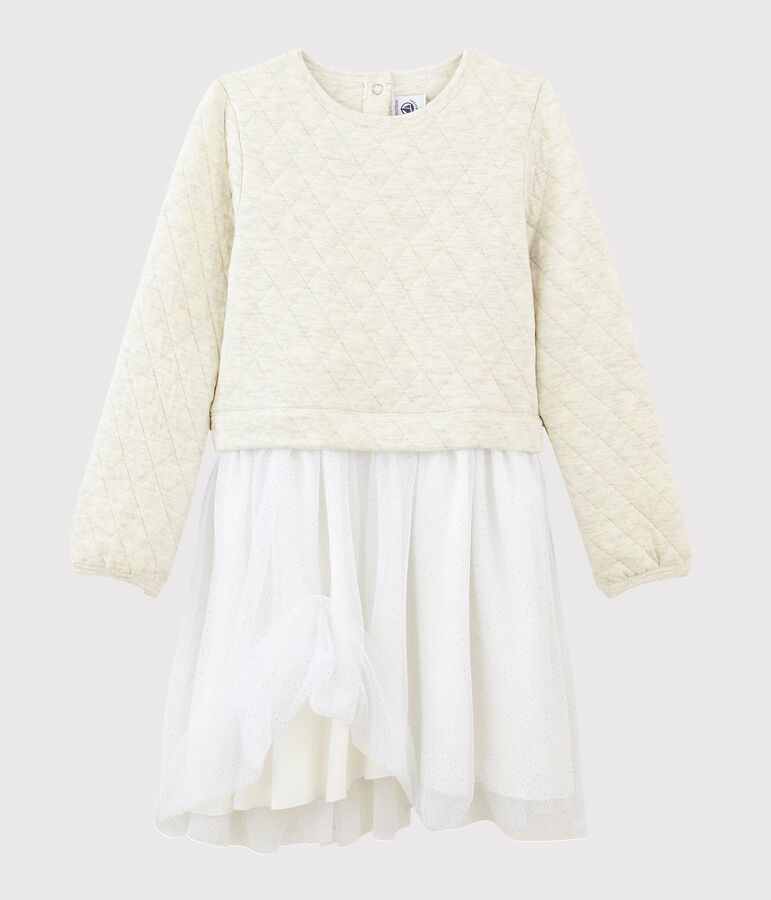 Robe manches longues enfant fille beige