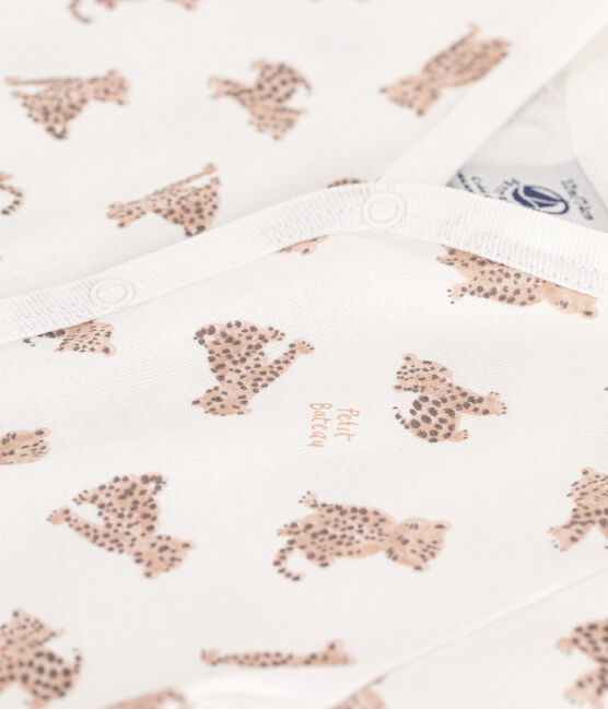 Combinaison courte imprimée en coton bébé blanc MARSHMALLOW/blanc MULTICO