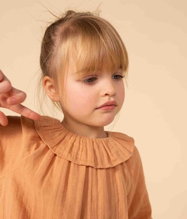 Blouse in biokatoenen materiaal voor meisjes roze