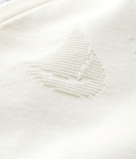 Cardigan en tricot jersey coton/lin bébé garçon blanc MARSHMALLOW