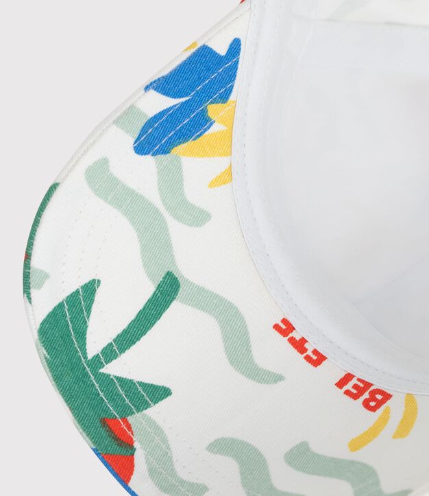 Katoenen kinderpet met palmprint ecru/multicouleur