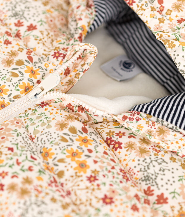 Donsjasje met print en capuchon voor baby's ecru/multicouleur