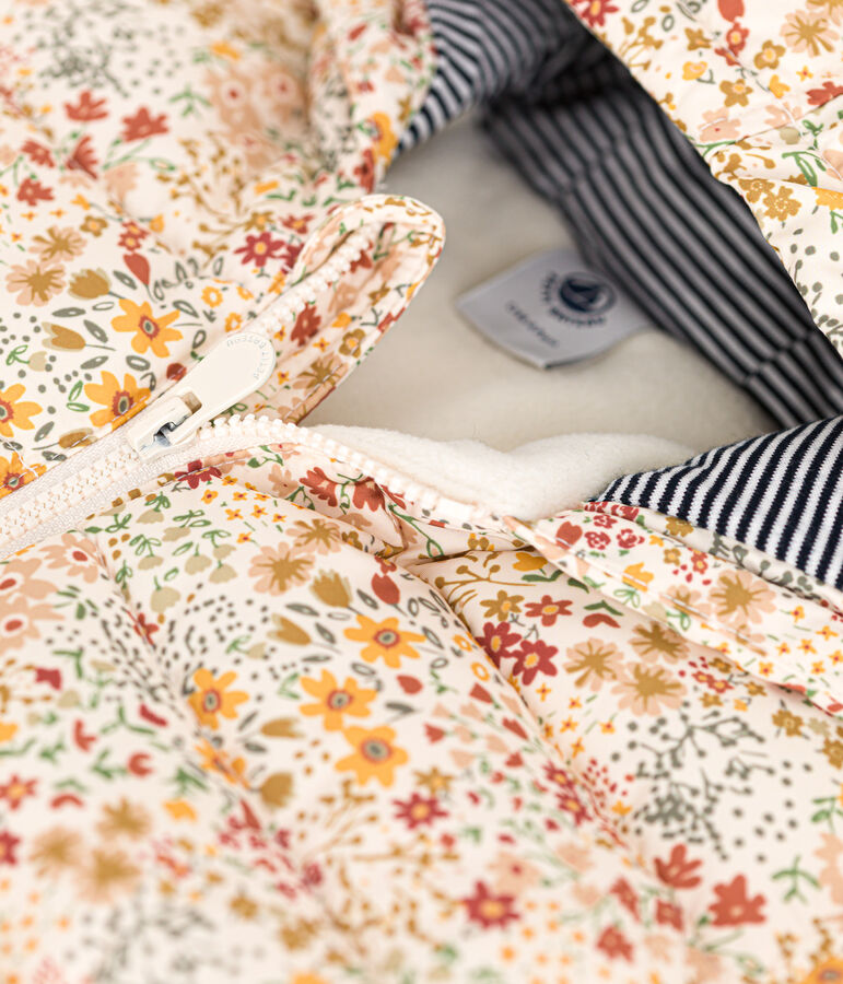 Donsjasje met print en capuchon voor baby's ecru/multicouleur