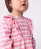 Gestreepte katoenen babyjurkje met lange mouw roze BOUDOIR/ MILK