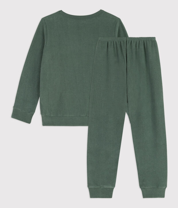 Pyjama en bouclette &eacute;ponge gratt&eacute;e enfant vert