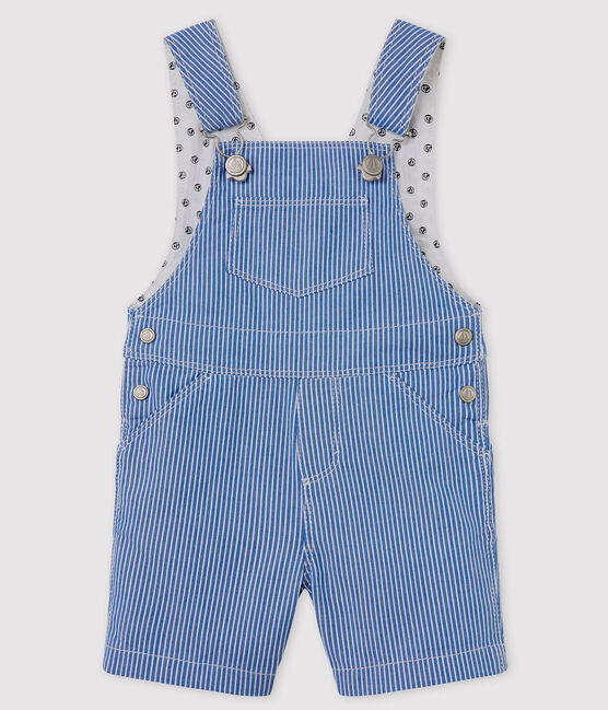 Korte salopette met strepen baby blauw SURF/wit ECUME