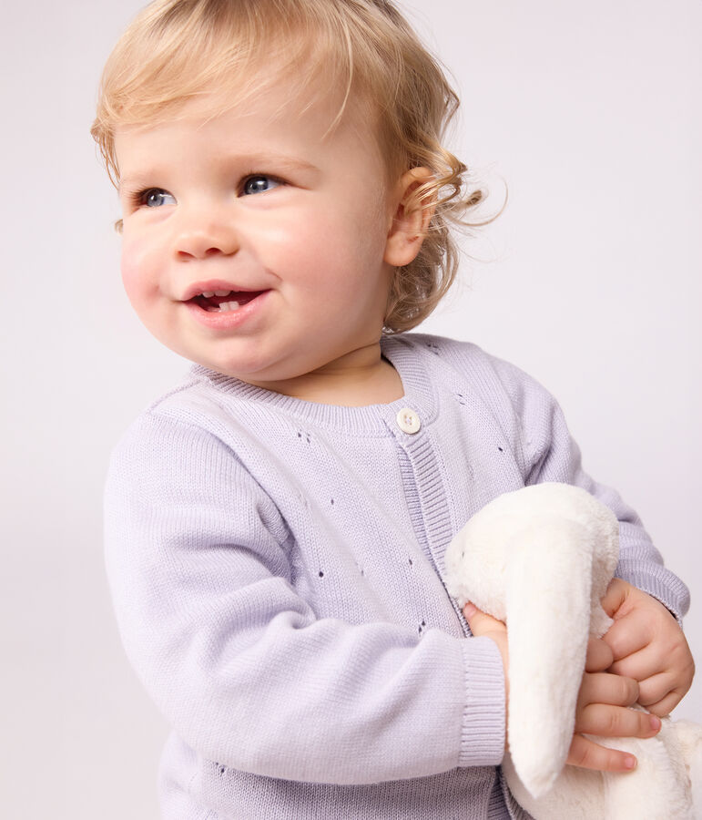 Cardigan b&eacute;b&eacute; en tricot de coton uni violet