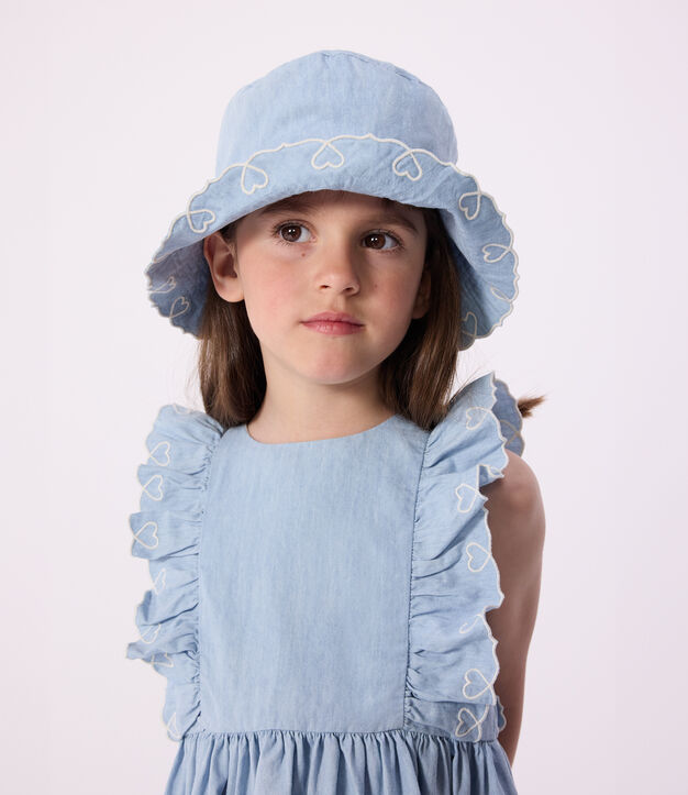 Robe sans manches enfant en coton bleu