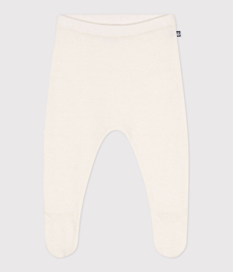 Pantalon b&eacute;b&eacute; en tricot laine et coton blanc