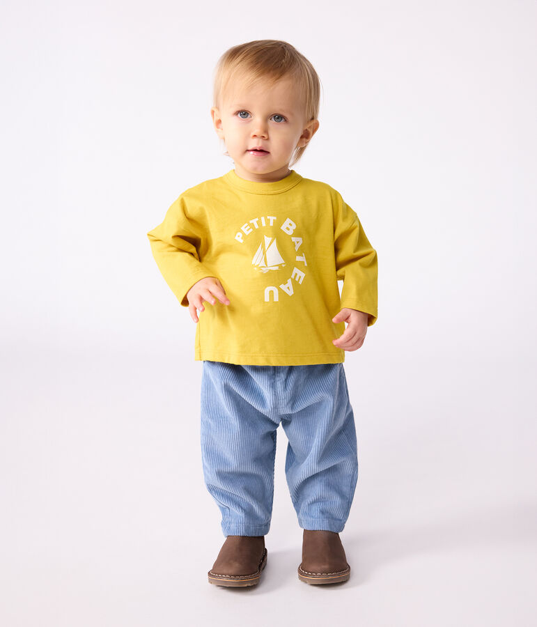 Baby T-shirt van katoen met lange mouwen geel