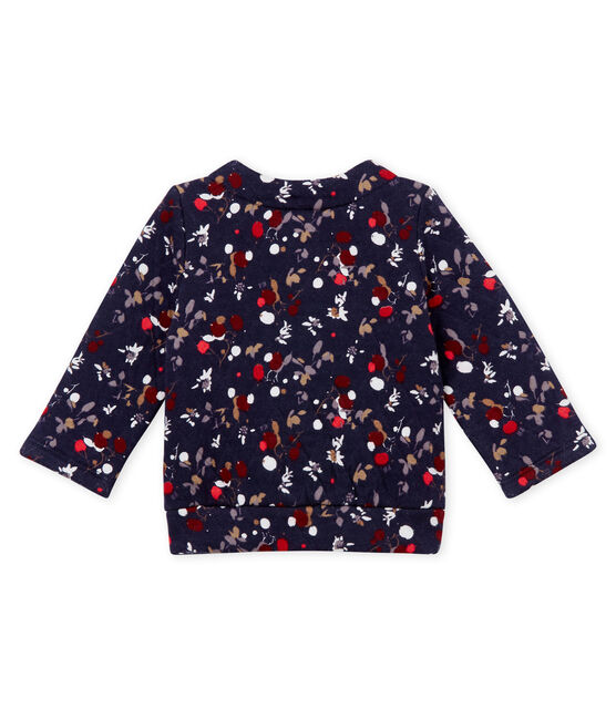 Vest in doorgestikte tubic met dessin voor babymeisjes blauw SMOKING/wit MULTICO