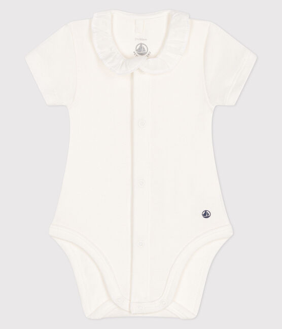 Body manches courtes à collerette bébé blanc MARSHMALLOW