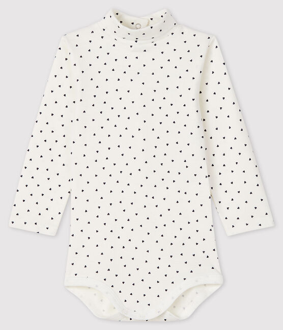 Body manches longues bébé col roulé blanc MARSHMALLOW/bleu SMOKING