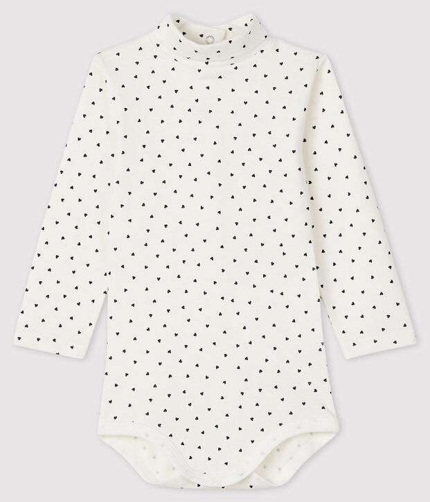 Body manches longues b&eacute;b&eacute; col roul&eacute; blanc/bleu