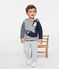 Marinière bébé garçon revisitée beige COQUILLE/bleu SMOKING