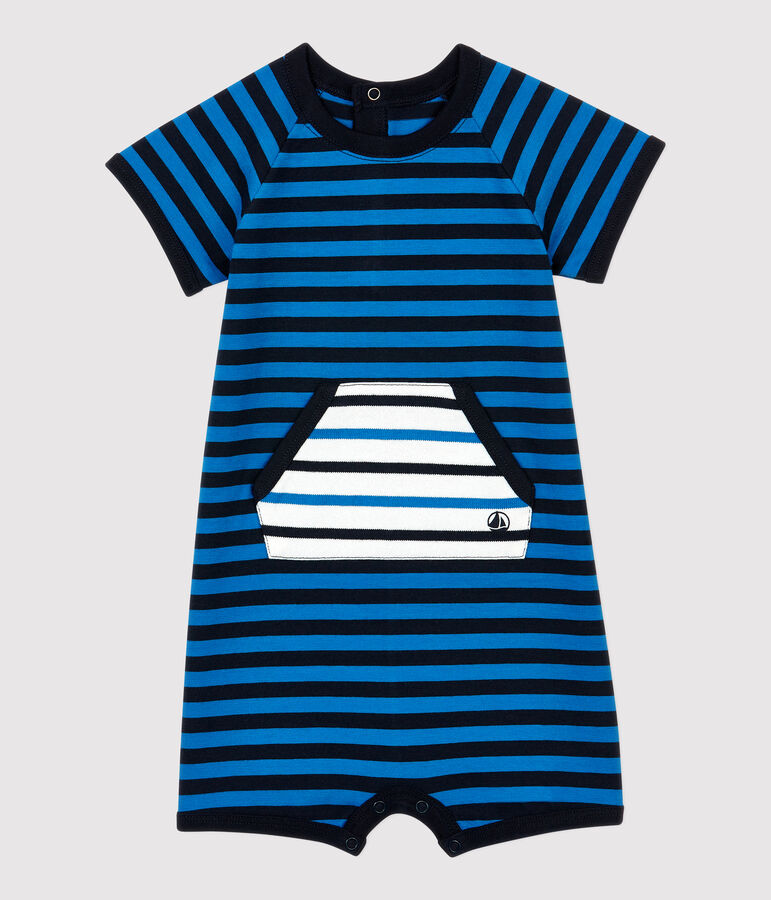 Combicourt en coton b&eacute;b&eacute;. bleu/bleu