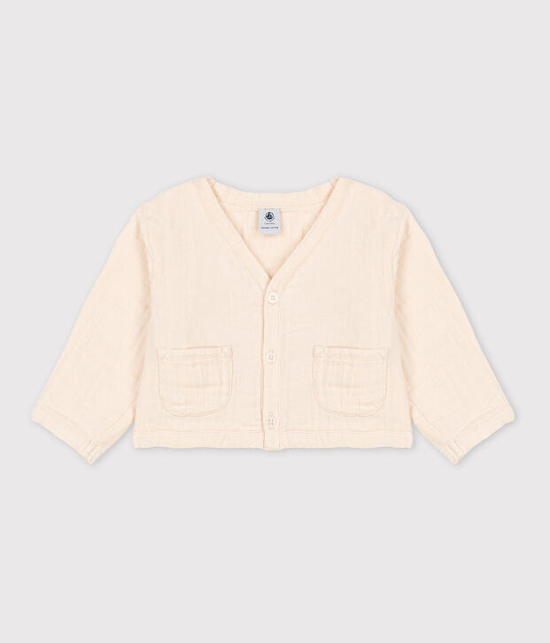 Cardigan van luchtig katoen voor baby's ecru