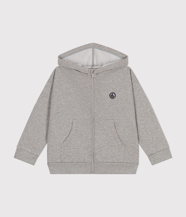 Sweatshirt zipp&eacute; &agrave; capuche en molleton enfant gar&ccedil;on gris