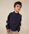 Sweatshirt in warme fleece voor jongens blauw SMOKING