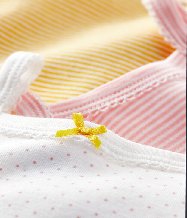 Lot de 3 bodies &agrave; bretelles pastel b&eacute;b&eacute; fille multicouleur