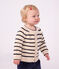 Katoenen babyvestje met strepen ecru/blauw