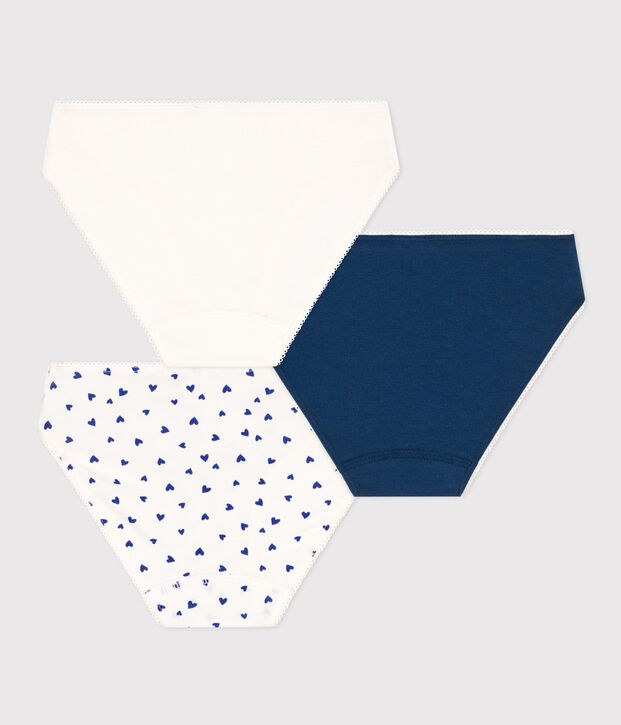 Lot de 3 culottes c&oelig;ur en coton et &eacute;lasthanne petite fille multicouleur