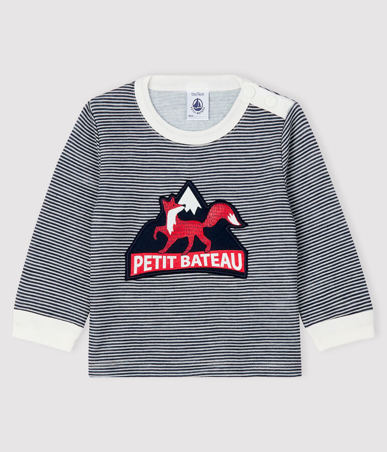 T-shirt baby jongen blauw SMOKING/wit MARSHMALLOW