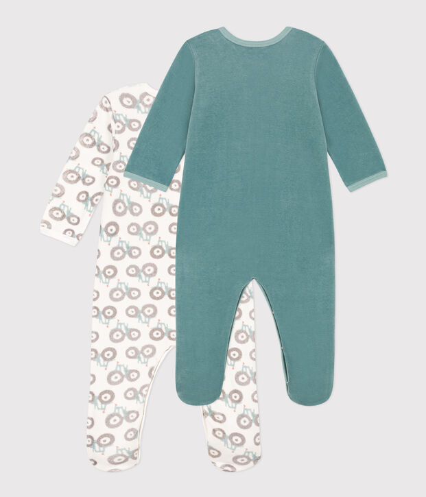 Setje met 2 fluwelen babypyjama's multicouleur