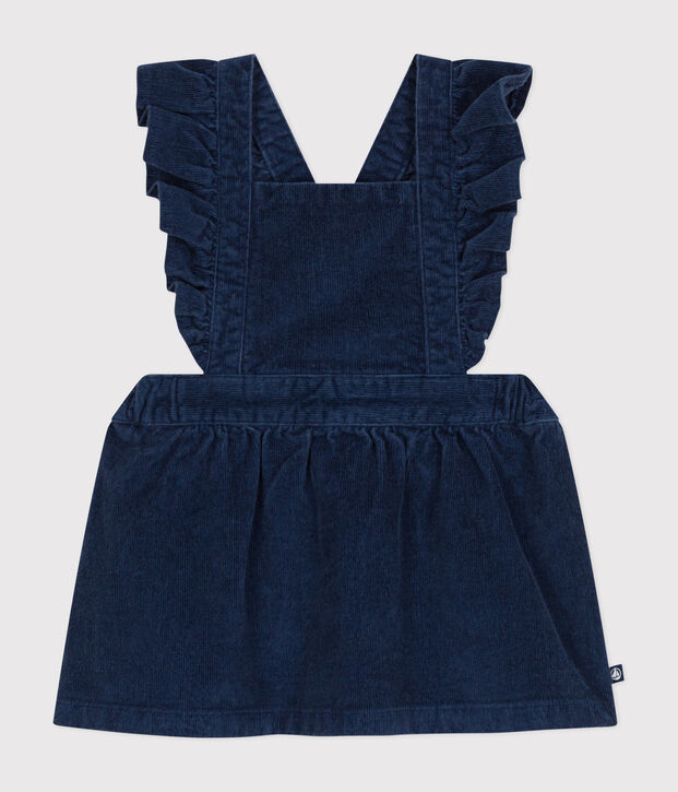 Robe sans manche en velours b&eacute;b&eacute; bleu fonc&eacute;