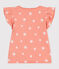 Katoenen T-shirt met korte mouwen en print voor kinderen oranje ABRICOT/ MARSHMALLOW