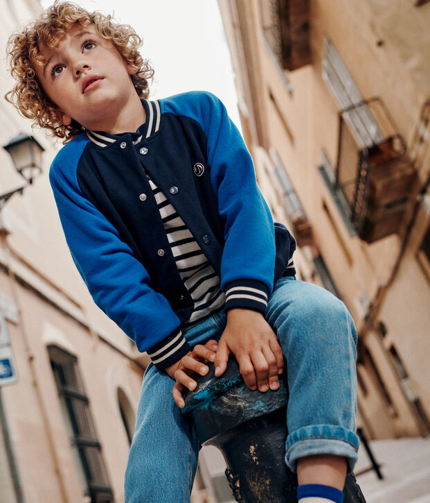 Teddy en molleton enfant gar&ccedil;on bleu/bleu