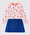 Robe manches longues coton et tubique enfant fille blanc MARSHMALLOW/blanc MULTICO