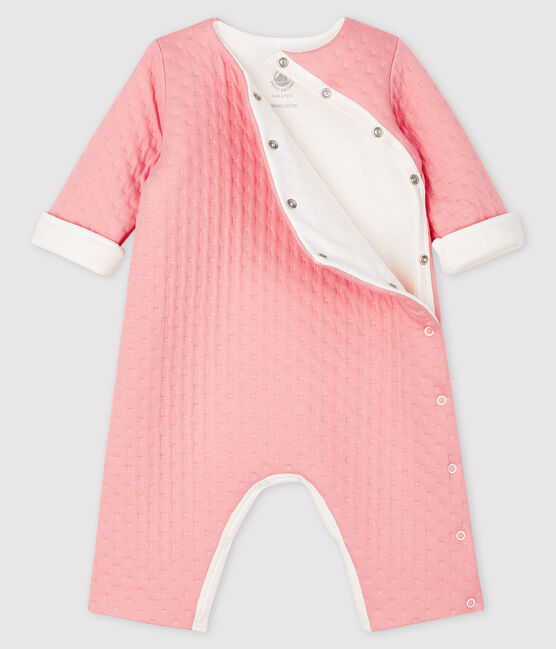 Combinaison longue bébé en tubique matelassé rose CHARME