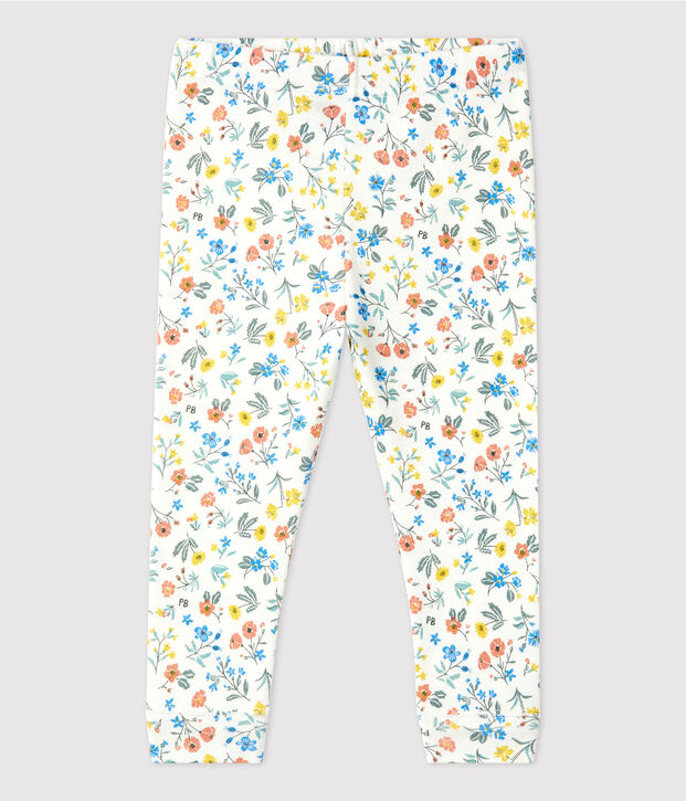 Legging imprim&eacute; fleuri en coton b&eacute;b&eacute; blanc/multicouleur