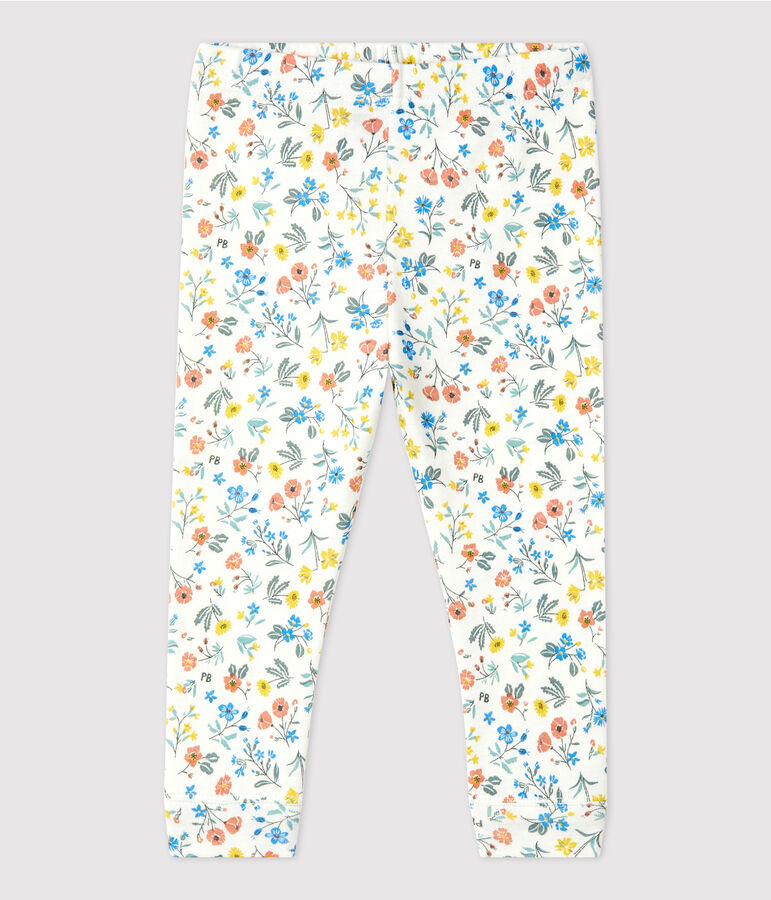 Legging van katoen met bloemenprint voor babymeisjes wit MARSHMALLOW/wit MULTICO
