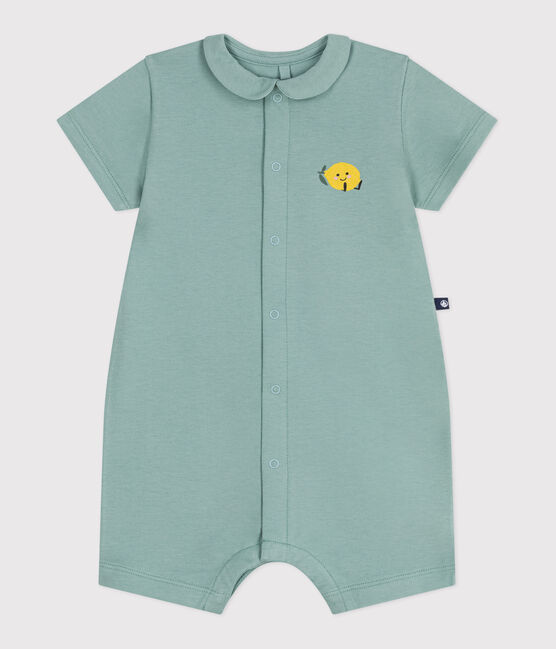 Combicourte bébé en coton et son col claudine vert PAUL