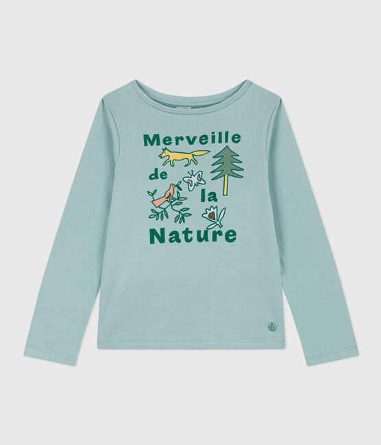 Tee-shirt manches longues en coton enfant fille vert PAUL