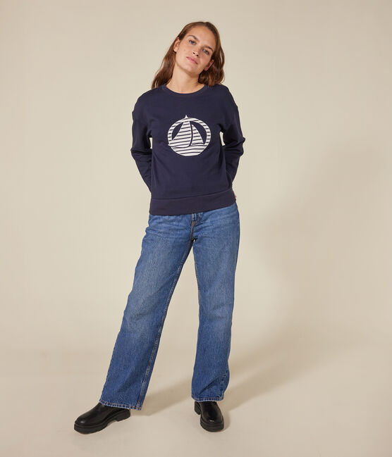 Sweatshirt van fleece voor dames blauw SMOKING