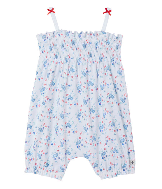 Kort bedrukt babypakje voor meisjes wit ECUME/blauw BLEU/ MULTICO