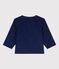 Babyhemdje met lange mouwen van extra dun velours BLEU FONCE