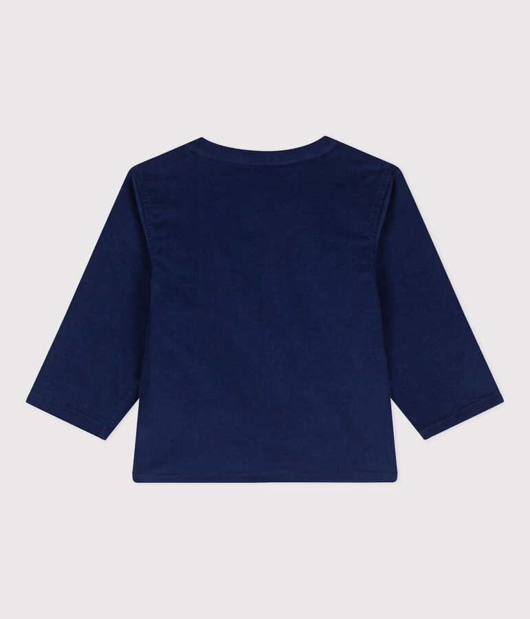 Chemise manches longues b&eacute;b&eacute; en velours extra fin bleu