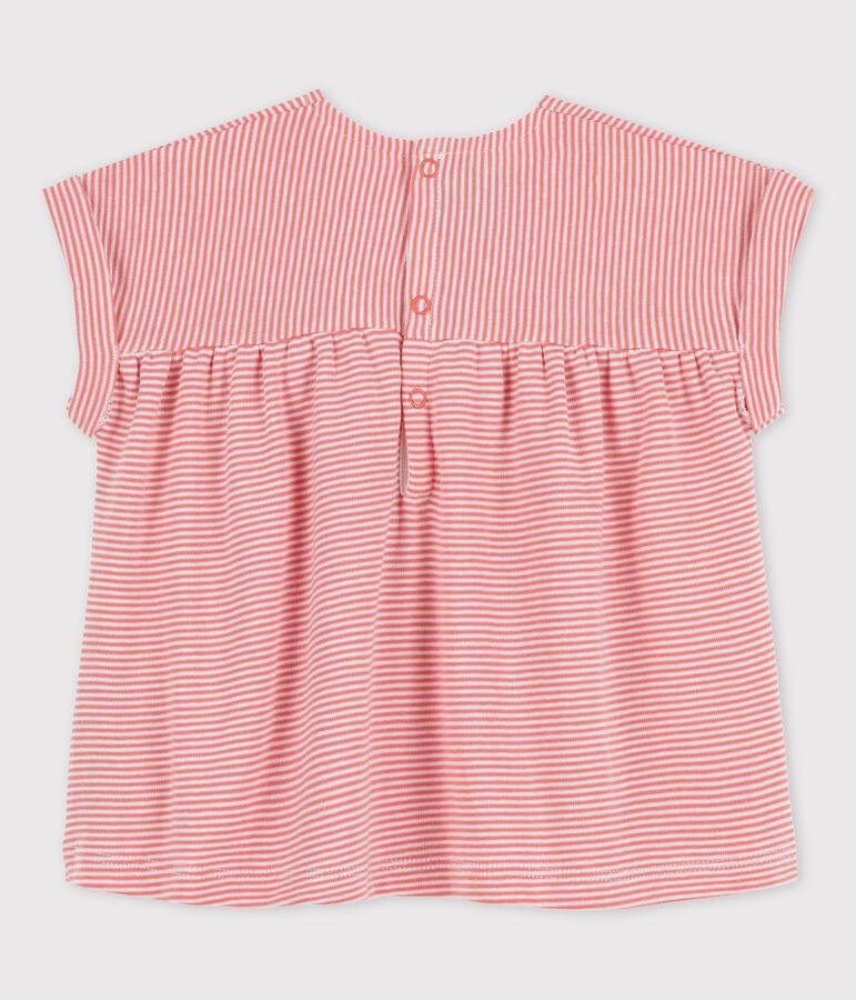 Blouse manches courtes en coton bio b&eacute;b&eacute; rose PAPAYE/ MARSHMALLOW