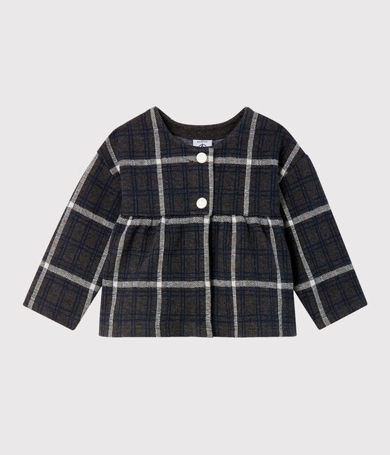 Cardigan met ruitjes babymeisje zwart CITY/wit MULTICO