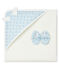 Coffret carré de bain et chaussons bébé en éponge et côte bleu FRAICHEUR/blanc MULTICO