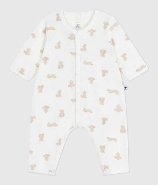 Pyjama bébé sans pieds en coton imprimé ours MARSHMALLOW/ BRUN