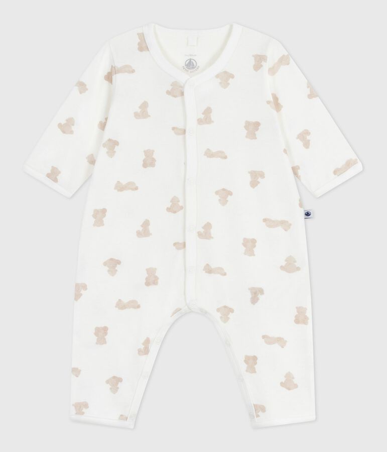 Pyjama b&eacute;b&eacute; sans pieds en coton imprim&eacute; ours blanc/BRUN