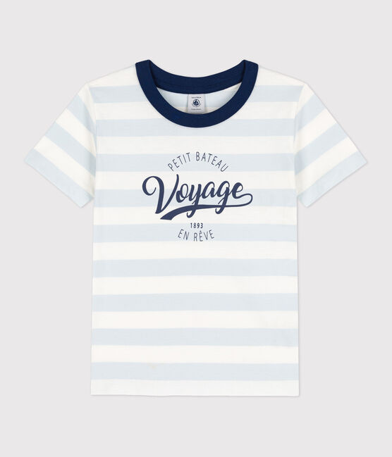 T-shirt met korte mouwen in katoen voor jongens PLEINAIR/ MARSHMALLOW